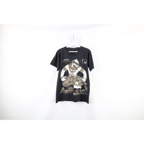 Vintage Other - Vintage Streetwear Mens Medium Faded Hanuman Transform Thailand T-Shirt Black